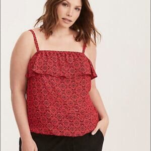 TORRID Tile Print Georgette Ruffle Cami Top